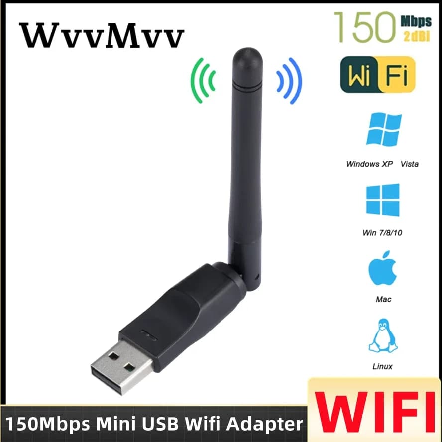 150Mbps MT7601 scheda di rete Wireless Mini USB adattatore WiFi LAN ricevitore wi-fi Antenna Dongle 802.11 b/g/n per PC laptop Windows
