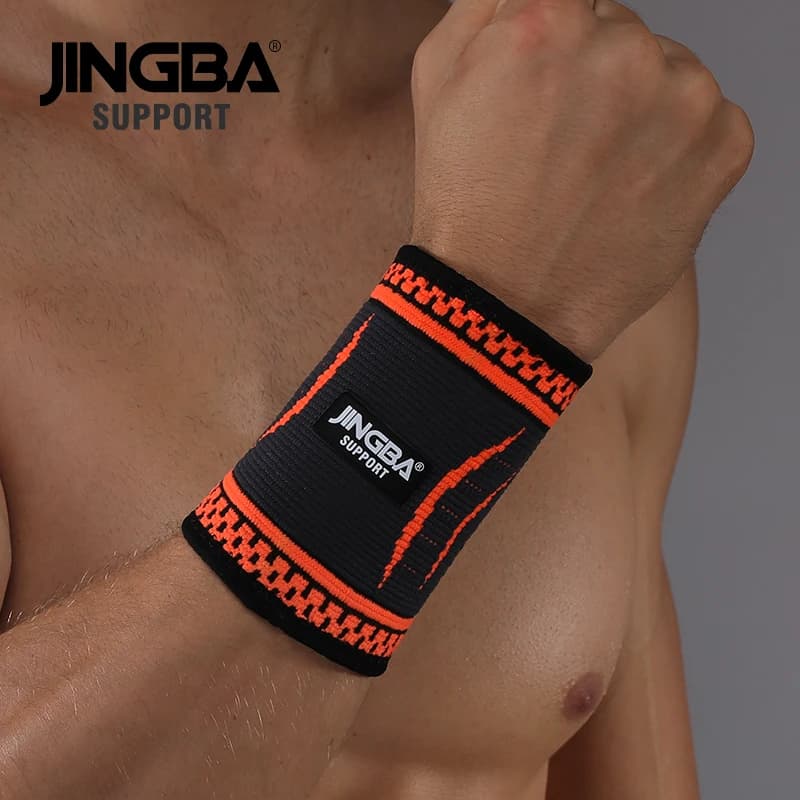 SUPPORTO JINGBA 1PCS Supporto per cinturino in nylon Fasciatura per fitness Supporto per polso Equipaggiamento protettivo cinturino da polso da uomo Tennis Badminton Brace