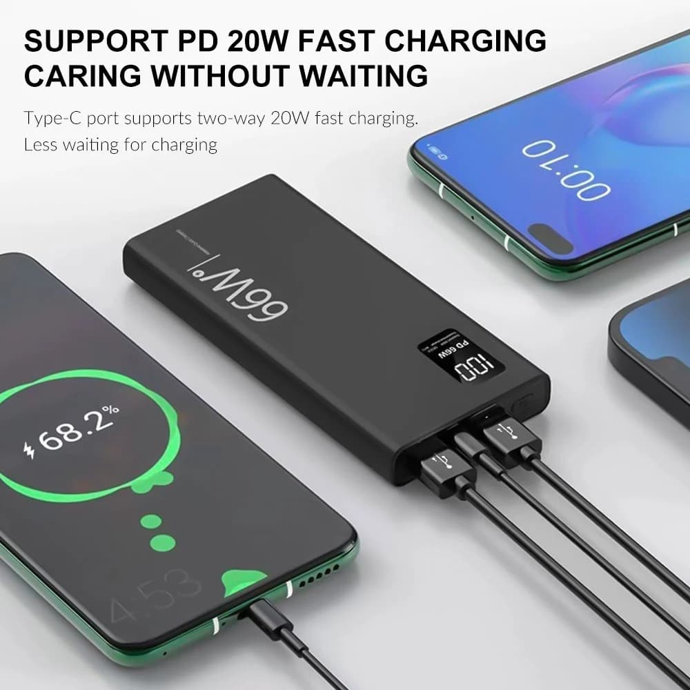 200000 Ricarica rapida Powerbank portatile da esterno mAh 66W con caricabatteria USB tipo C Power Bank per iPhone Samsung Huawei