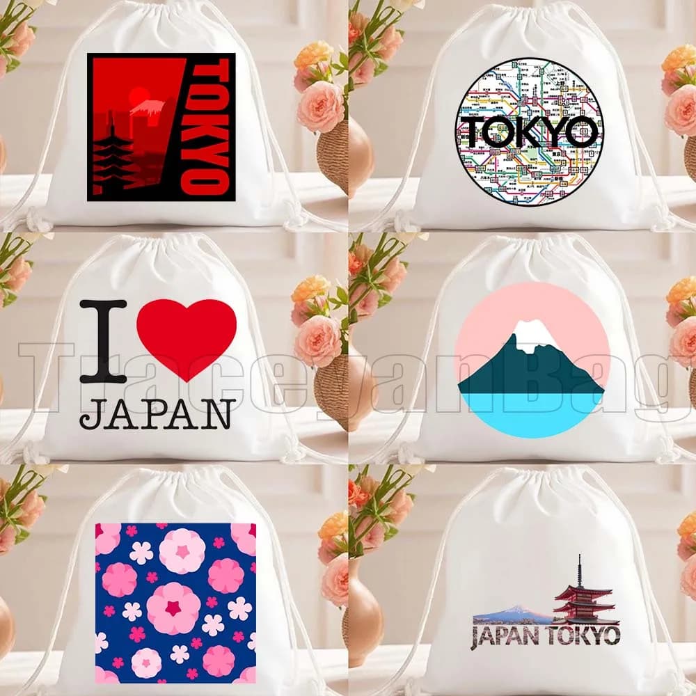 Sacche con coulisse in stile Tokyo Tower, Monte Fuji, Giappone, metropolitane, Osaka, Kanagawa, Onda, Fiori di ciliegio, Sakura, Zaino da calcio