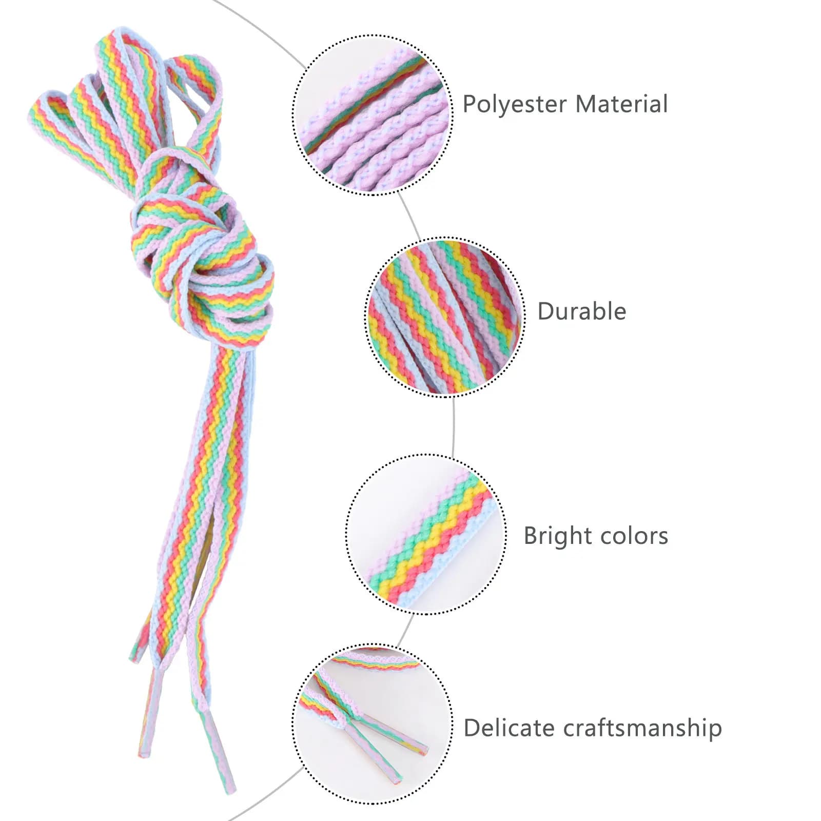 1 Paio di Lacci Arcobaleno Piatti 3D a Strisce per Sneakers, Scarpe Casual, Scarponi da Trekking, Scarpe Sportive, Lacci Colorati Brillanti
