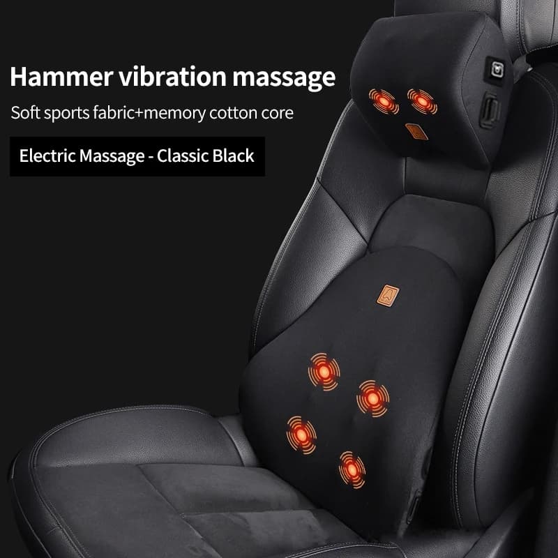 Supporto lombare per auto Massaggio elettrico Poggiatesta Cuscino per il collo Cuscini per massaggio per auto Comodo cuscino per la vita Allevia l'affaticamento del conducente