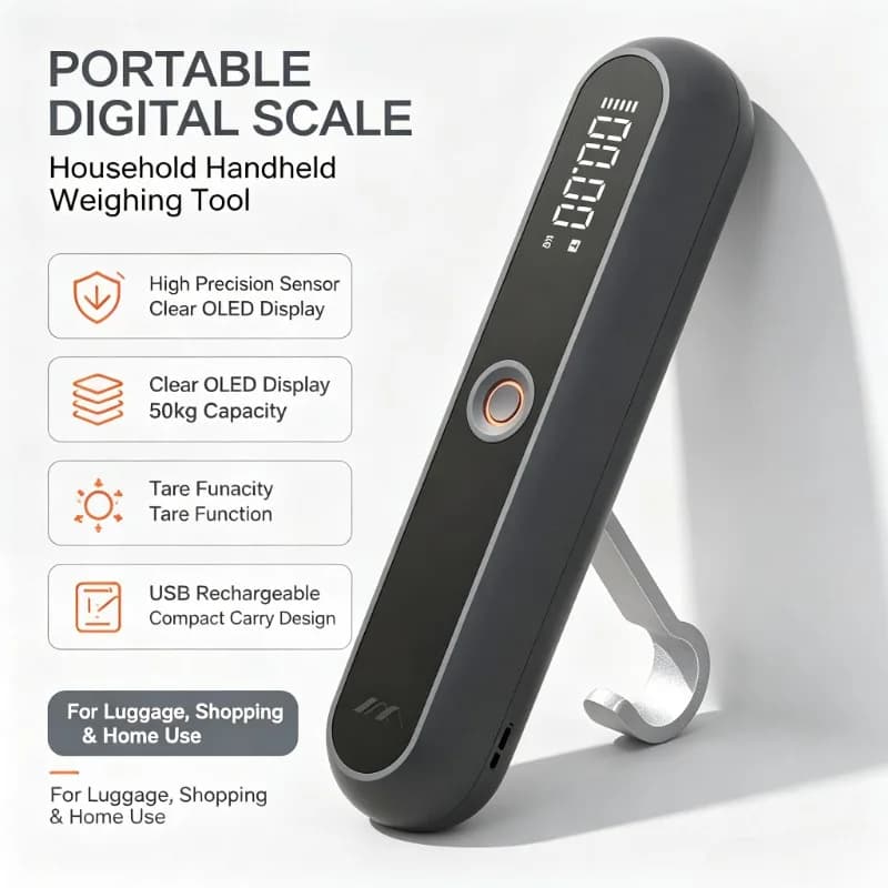 JIMIHOME Household LCD Digital Electronic Luggage Scale High Precision Rechargeable Portable Travel Scale Baggage Weight
