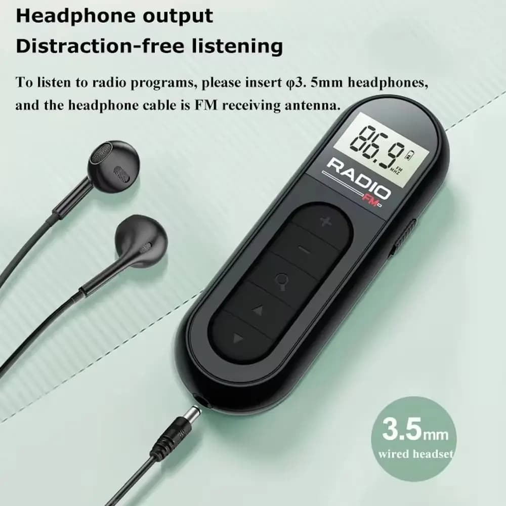 Rechargeable FM Portable Radio Digital Tuning Best Reception Pocket Radio Belt Clip LCD Screen Mini Clip FM Radio Tours Running