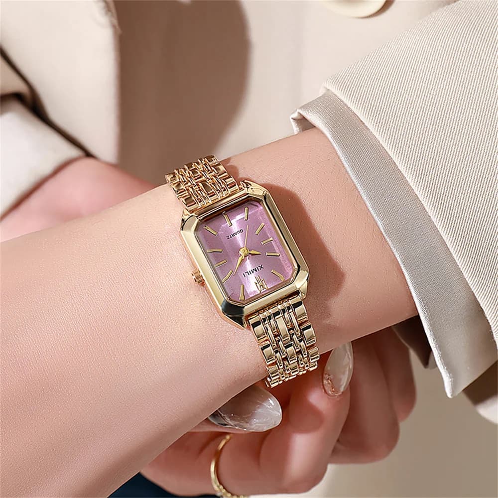 Orologio da Donna Minimalista Quadrato al Quarzo 2025, Sportivo Casual con Cinturino in Silicone Arancione, Regalo per Donne