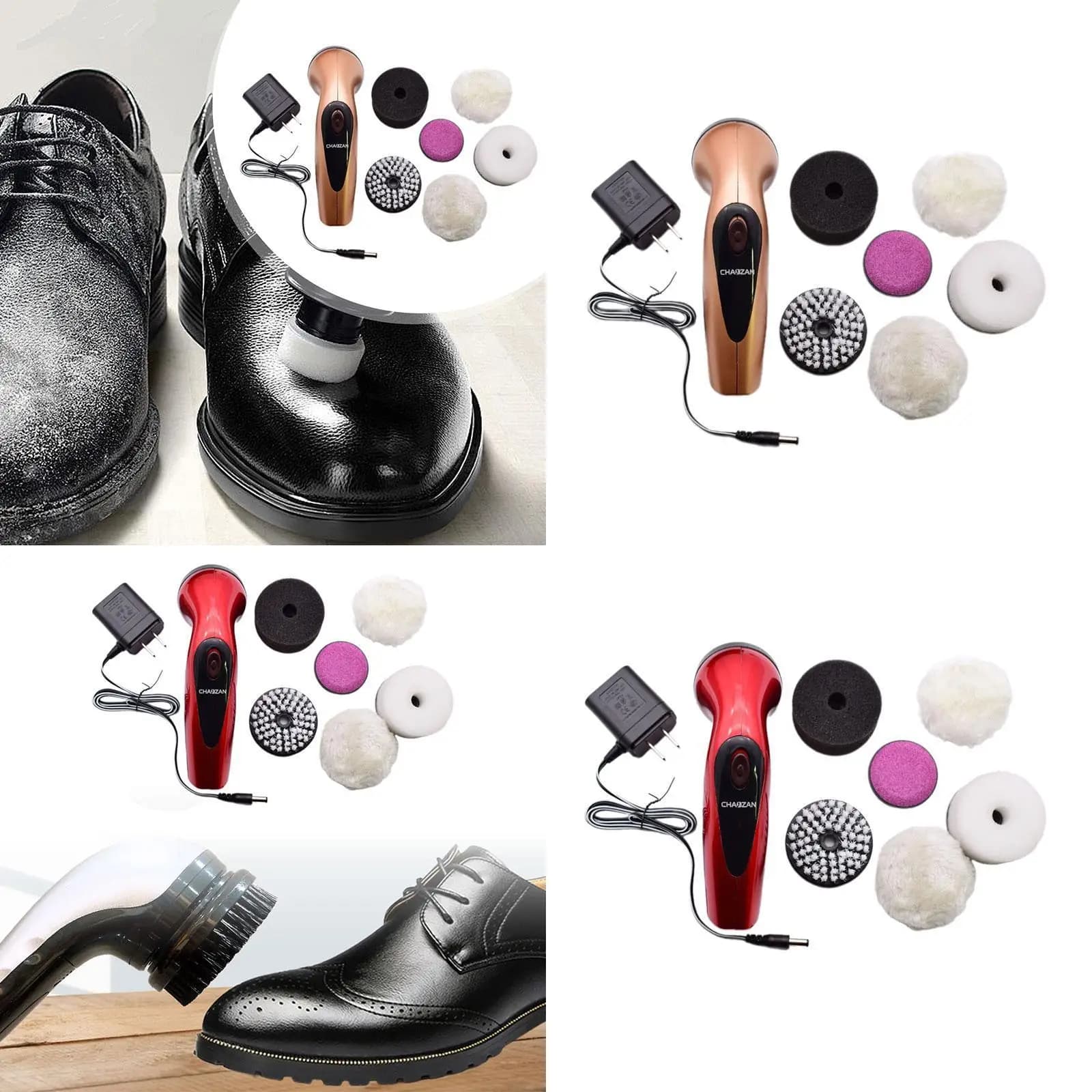 Kit per la cura della pelle con tampone portatile Pulitore per la polvere leggero Testine di ricambio portatili Kit per lucidare le scarpe elettriche per sneaker