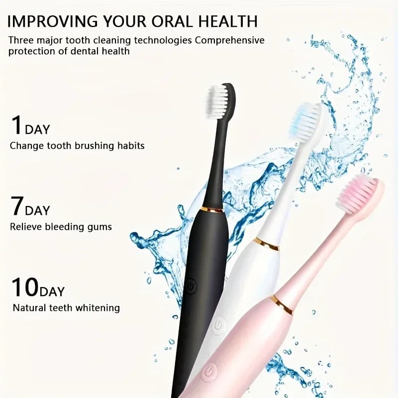 Electric Toothbrush Soft Bristles 6 Speed Automatic for Adults & Kids Universal Smart Charging All Ages Compatible