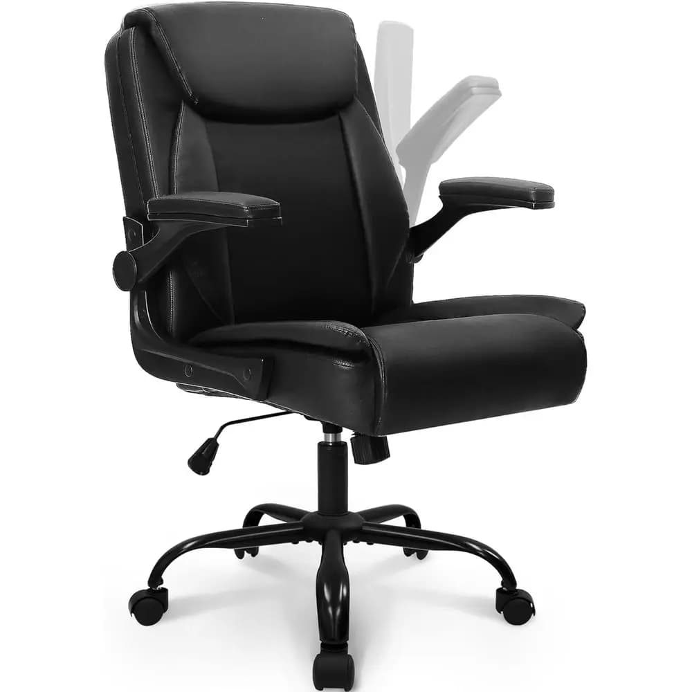 Sedia da Ufficio Ergonomica in Pelle con Braccioli Regolabili e Ruote Girevoli per Gaming o Studio (Tutti gli Usi)
