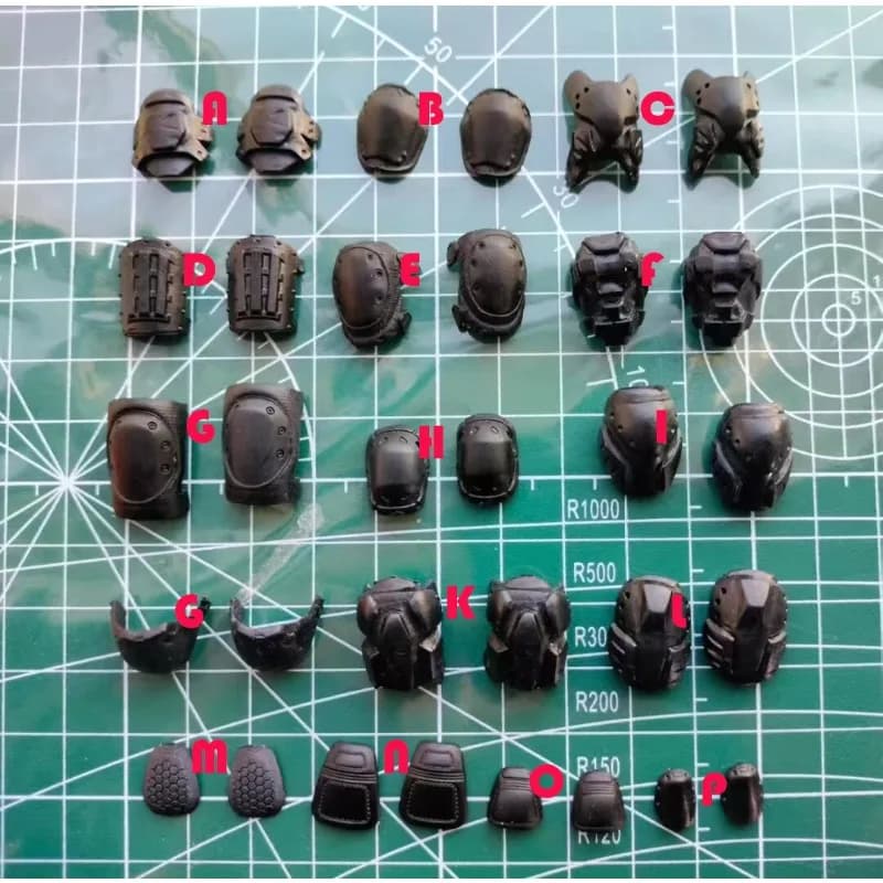 Modello di ginocchiere tattiche in PVC per soldati maschi in scala 1/12 per action figure da 6 pollici