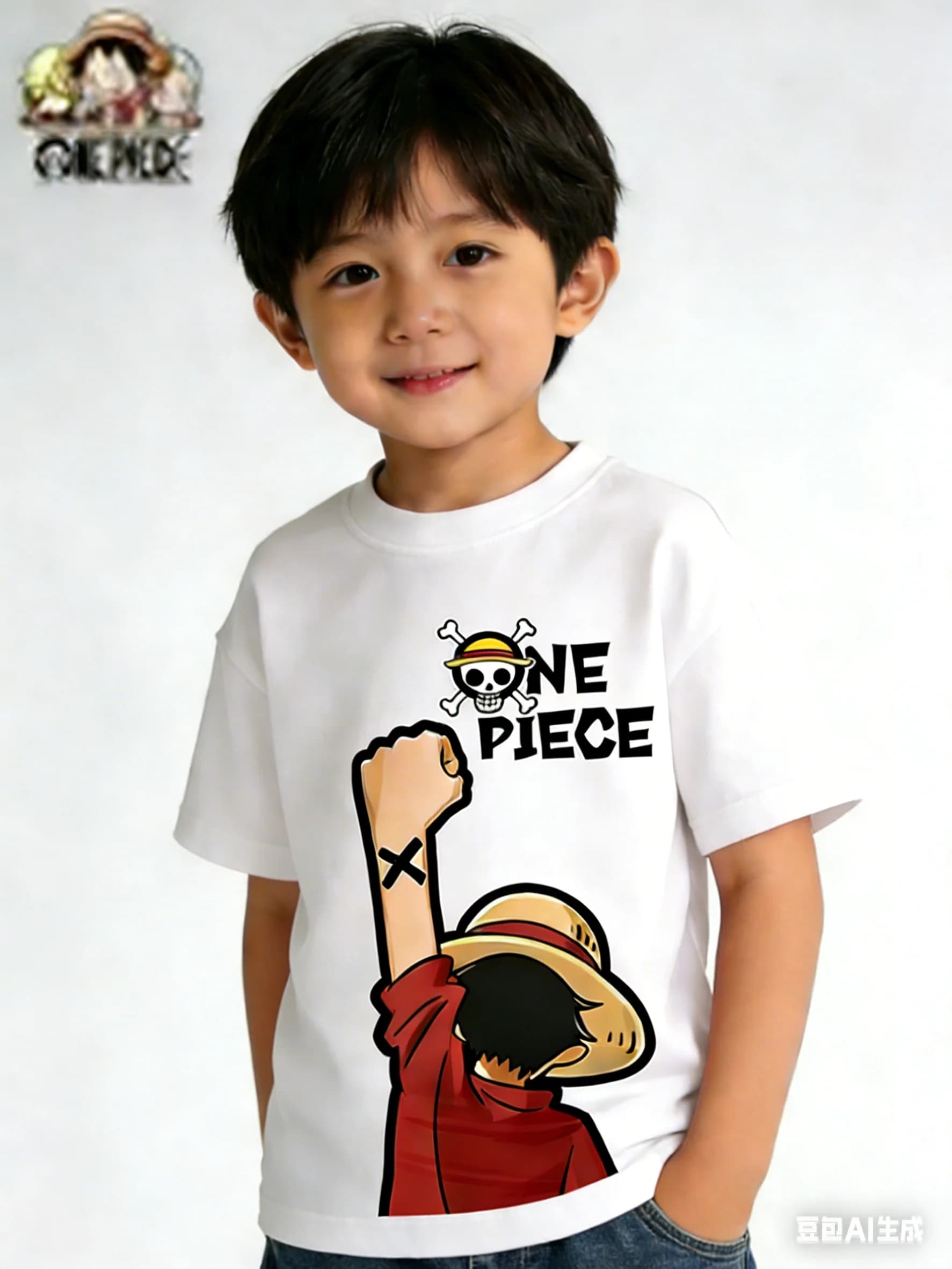 T-shirt Oversize Casual Estiva ONE PIECE 2025 Traspirante per Bambini 3-12 Anni, Ideale per il Relax Quotidiano e Feste a Tema Fumetto