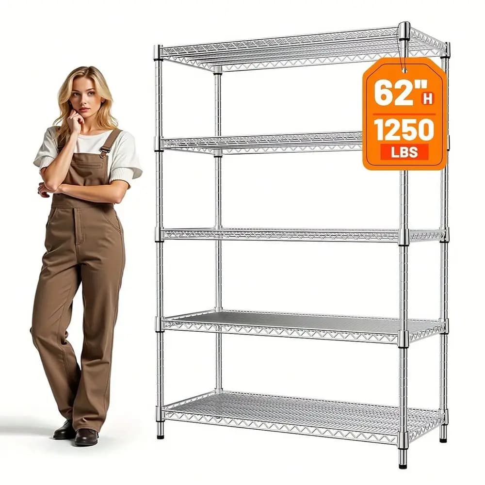 Scaffale regolabile in filo metallico, resistente, per cucina, dispensa, lavanderia, bagno, ufficio