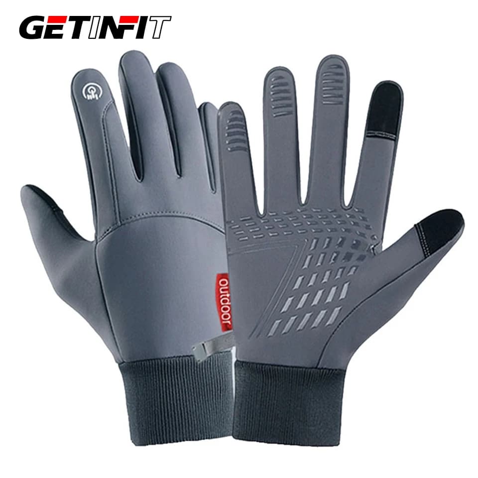 GETINFIT Men's Cycling Gloves Women Winter Add Fleece Waterproof Anti-slip Touch Screen Sport Outdoor Gym Wear Resistant Gym