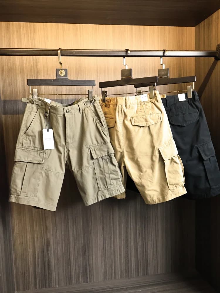Heavyweight Washed Denim Thick And Summer Men's Color Multi-Pocket Work Pants American Casual Shorts
