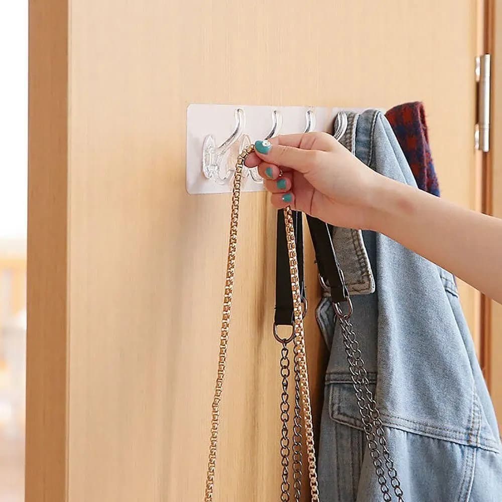 New Acrylic Wall Hanger, Transparent Self-adhesive Hook Without Drilling 1/3/5/6 File for Home