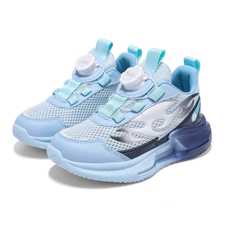 Kids Lightweight Cushioned Running Sneakers Shock Absorb EVA Sole Breathable Mesh Upper Velcro Strap Boys Girls Outdoor Trainers