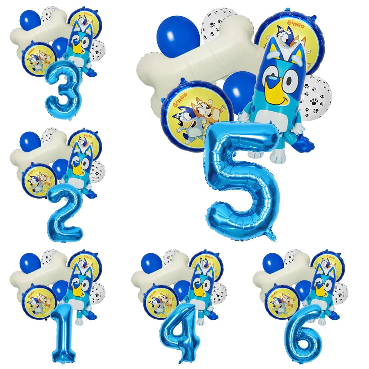Set di Palloncini a Tema Bluey Dog Bone per Compleanno, Palloncini in Foil con Numeri da 1 a 9, Decorazioni per Feste di Compleanno e Baby Shower