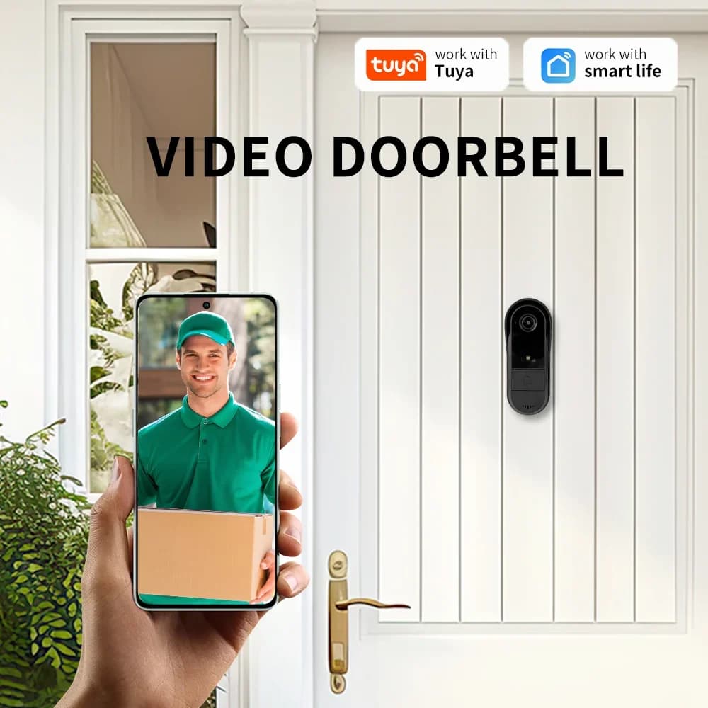 Campanello Wireless Intelligente Tuya per Esterni, Sistema di Interfono Domestico, Videocitofono WiFi Smart Home 720P HD