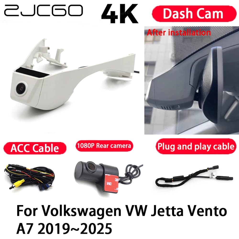 4K Plug and Play Dash Cam Video Camera Night Vision for Volkswagen VW Jetta Wind A7 2019-2025