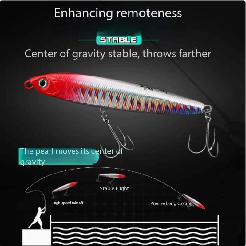 Sinking Pencil Lure Super Long Cast Vibration Slow Fall With Sound Bead Bionic Bait For Bass Perch Freshwater Fishing Tackle