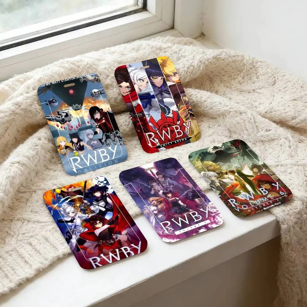 Porta Badge con Cordino RWBY (Web A-Animation) per Donna, Uomo, Studenti, Bambini - Custodia per Carte di Lavoro e Autobus