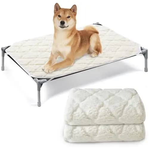 Cuscino Rialzato per Cani Impermeabile, Confezione da 2, Morbido Cuscino in Peluche per Cuccia, Lavabile in Lavatrice, per Cani/Gatti, con Angoli Rinforzati