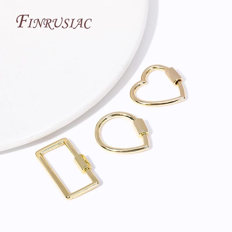 Chiusure per moschettoni per gioielli fatti a mano fai-da-te Chiusura a vite a spirale a forma di cuore / ovale placcata in oro 14k per realizzare elementi di fissaggio a catena per collane