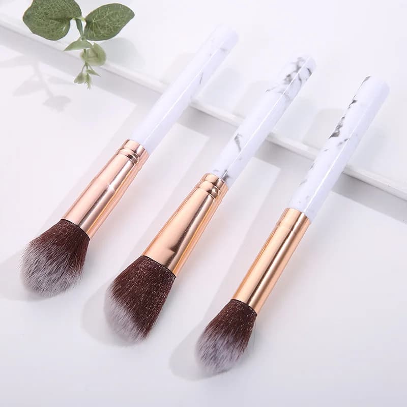 3 pezzi pennello per trucco con penna in marmo pennello per fondotinta in polvere morbido miele rosso in polvere cosmetica pennello per polvere lucida