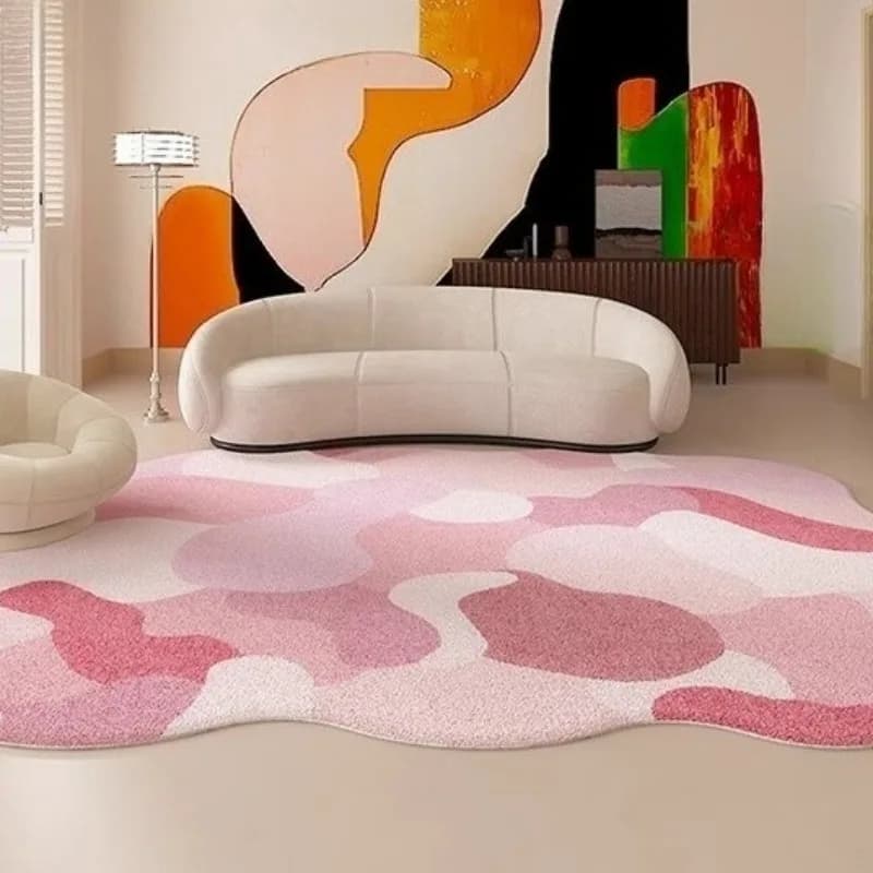 Tappeto da soggiorno irregolare dopamina Divano moderno di lusso Tavolino da caffè Tappetino in peluche Tappeto morbido per camera da letto di casa Comodino di grandi dimensioni