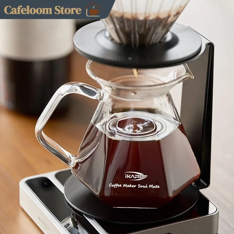 IKAPE Diamond Sharing Pot Glass Coffee Server Hand Brew Coffee Pot Shape Pour Over Coffee Maker Tool For Home Office Barista Use