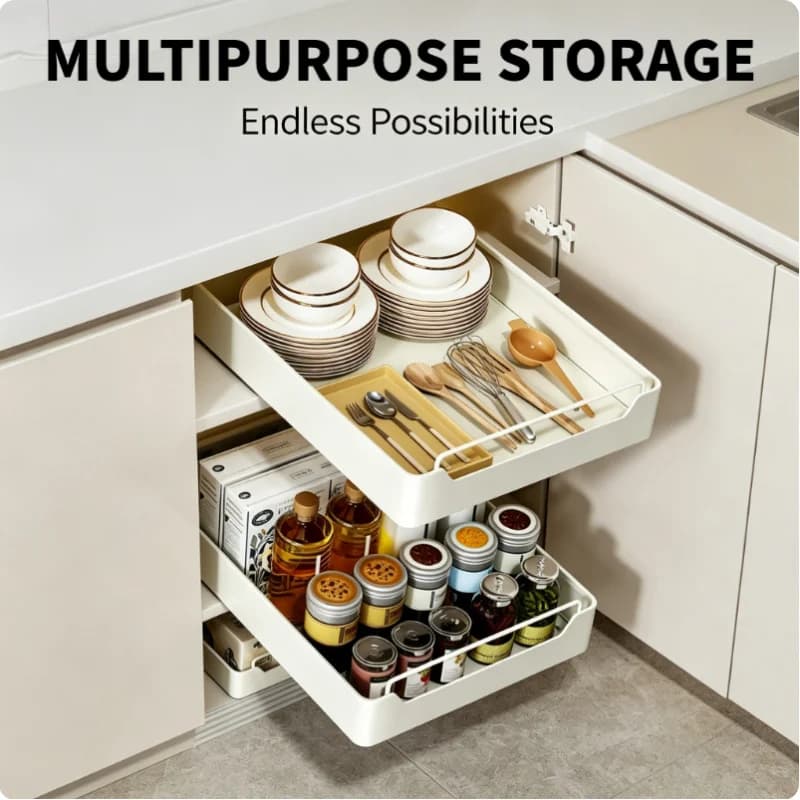 Under Sink Organizer Sliding Pull Out Drawer for Kitchen Bathroom Cabinet Pantry Storage Tray Rack Space Saving Home Supplies