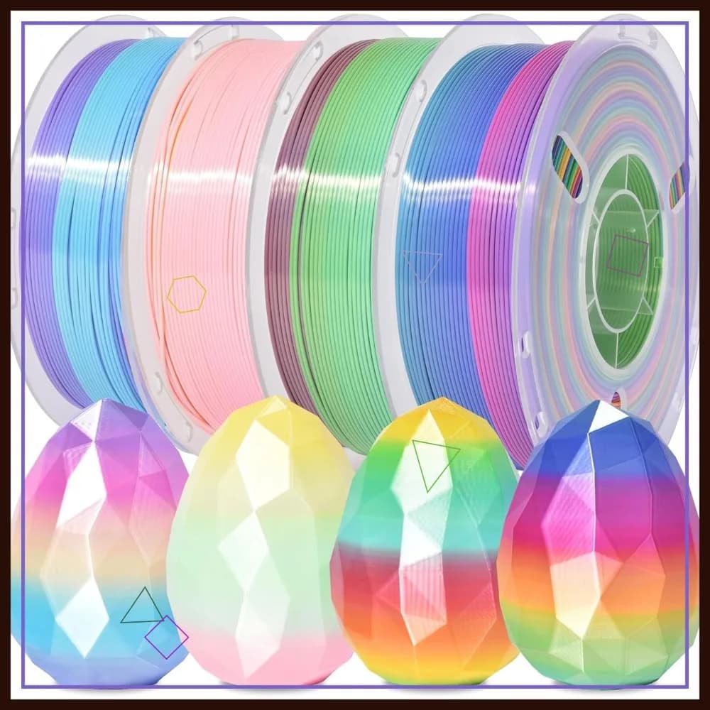 Filamento PLA Seta Arcobaleno 4 Colori, Confezione da 4kg, 1.75mm, Cambio Colore Rapido per Stampante 3D