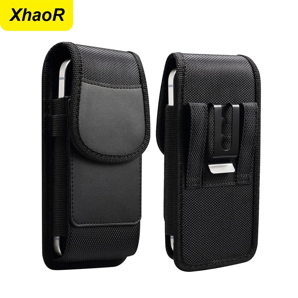Custodia per fondina con clip da cintura per marsupio per telefono cellulare per iPhone 16 15 14 Pro Max Samsung Xiaomi Custodia verticale universale in nylon