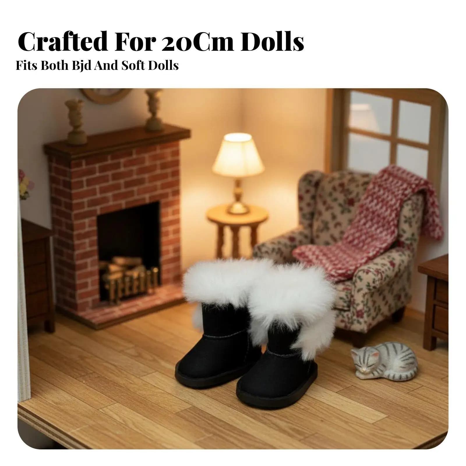 Doll Booties Cloth Plush Winter Boots Cute Doll Shoes Sturdy Soles for 1 6 Scale Dolls Accessories