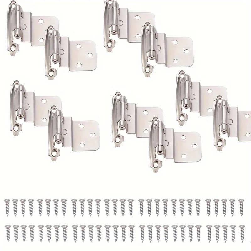 Cerniere per armadietti con inserto offset da 3/8 pollici, cerniere per armadietti per porte da cucina in nichel satinato con chiusura automatica