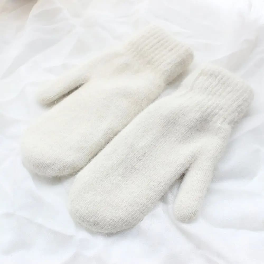 Winter Thick Mittens Knitted Wool Gloves Soft Thermal Apparel Solid Color Handwear For Women Kids DIY Accessory