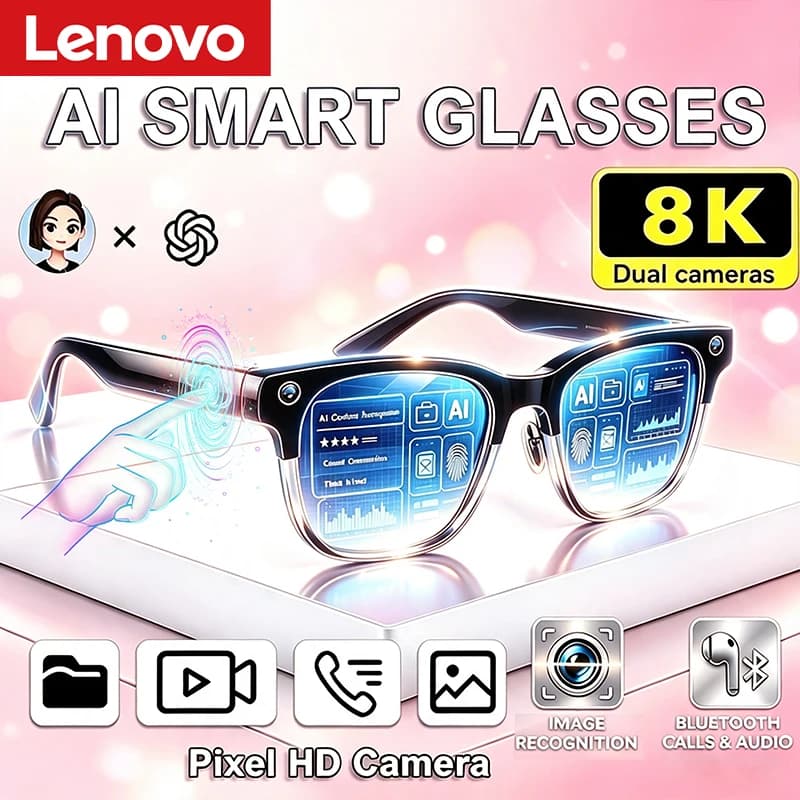 Lenovo AI Smart Glasses 8K HD Touch Control Photo Video AI Translation Calling AI Chat Logging Music Playback Smart Sunglasses