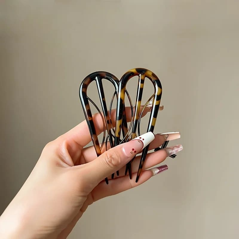 [Essenziale per l'uso domestico] Fermagli per capelli a forma di U in cristallo, set da 2 pezzi, eleganti e semplici, con stampa leopardata ovale, adatti per San Valentino e utilizzabili tutto l'anno, (confezione in busta OPP)