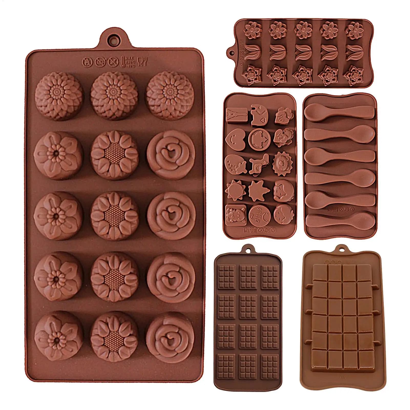 Stampi per Cioccolato Fai-da-Te, Stampi in Silicone Riutilizzabili Antiaderenti per Torte, Cioccolato, Caramelle, Fondente, Utensili da Cucina per Pasticceria, Ghiaccio e Burro