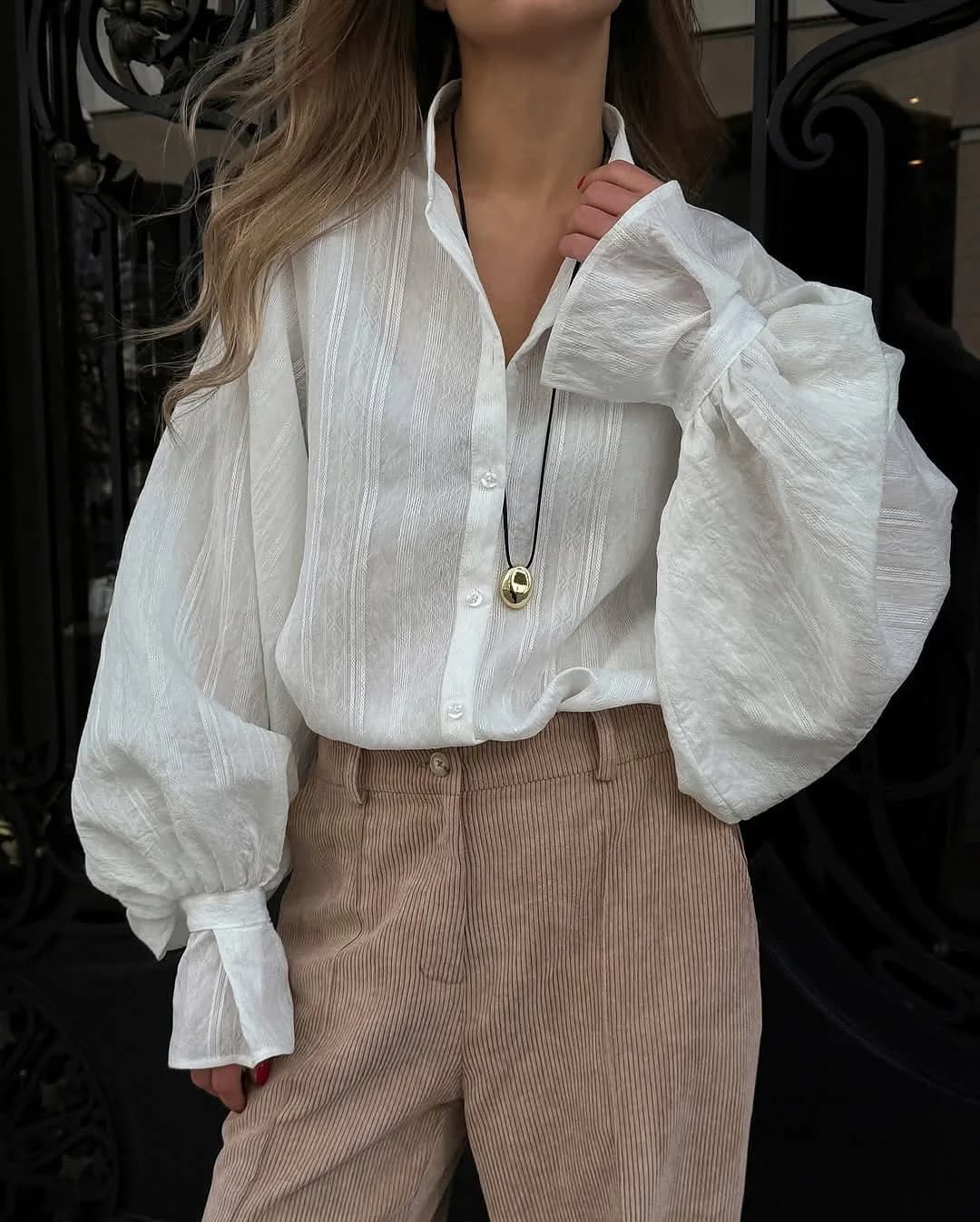 Fashionable white shirts Women's long sleeve oversize shirt 2025 New basic cotton shirt spring summer for women