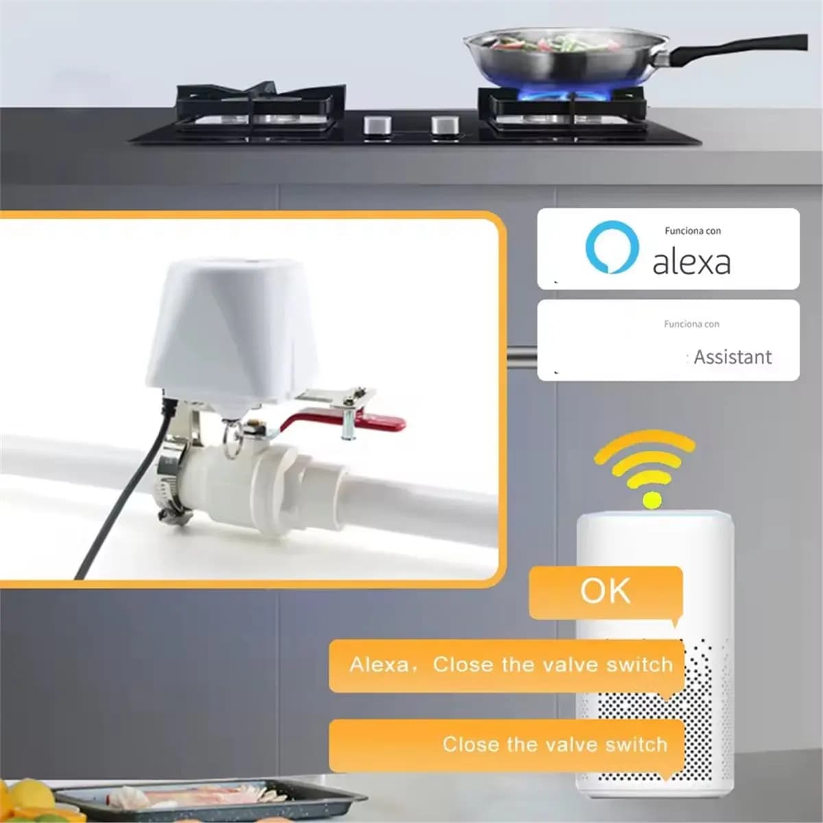 Controller Valvola Intelligente WiFi Tuya con Timer per Giardino e Casa, Controllo APP e Vocale, per Gas e Acqua, Spina EU