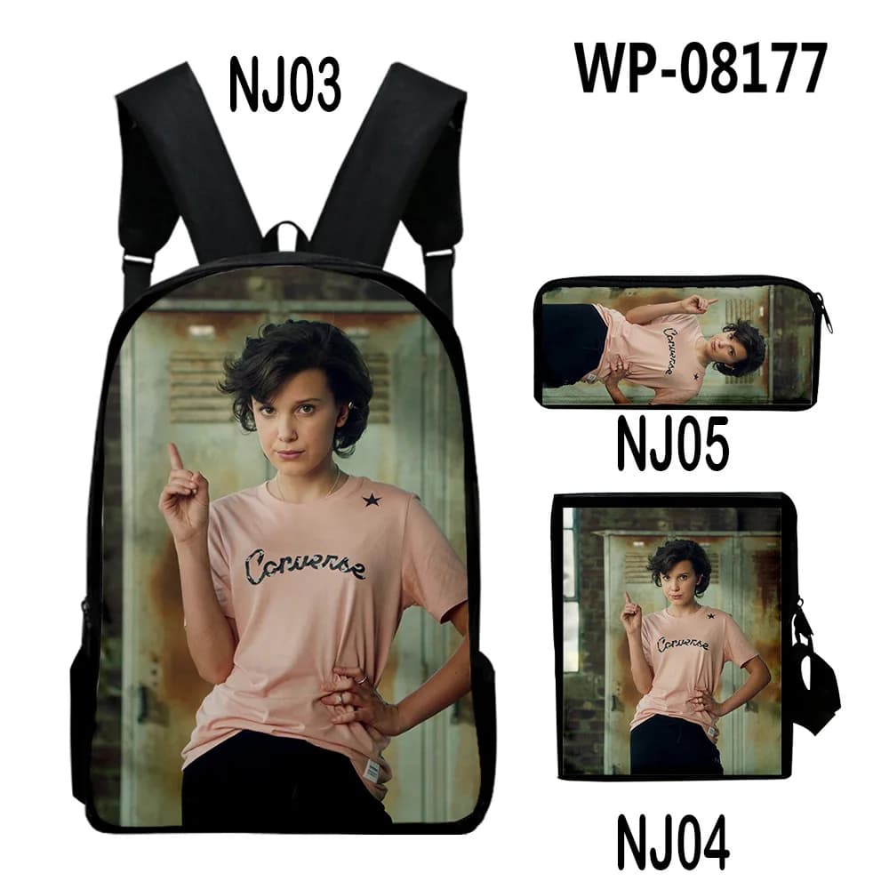 Harajuku Youthful Funny Millie B Brown 3D Print 3pcs/Set Student Travel bags Laptop Daypack Backpack Shoulder Bag Pencil Case