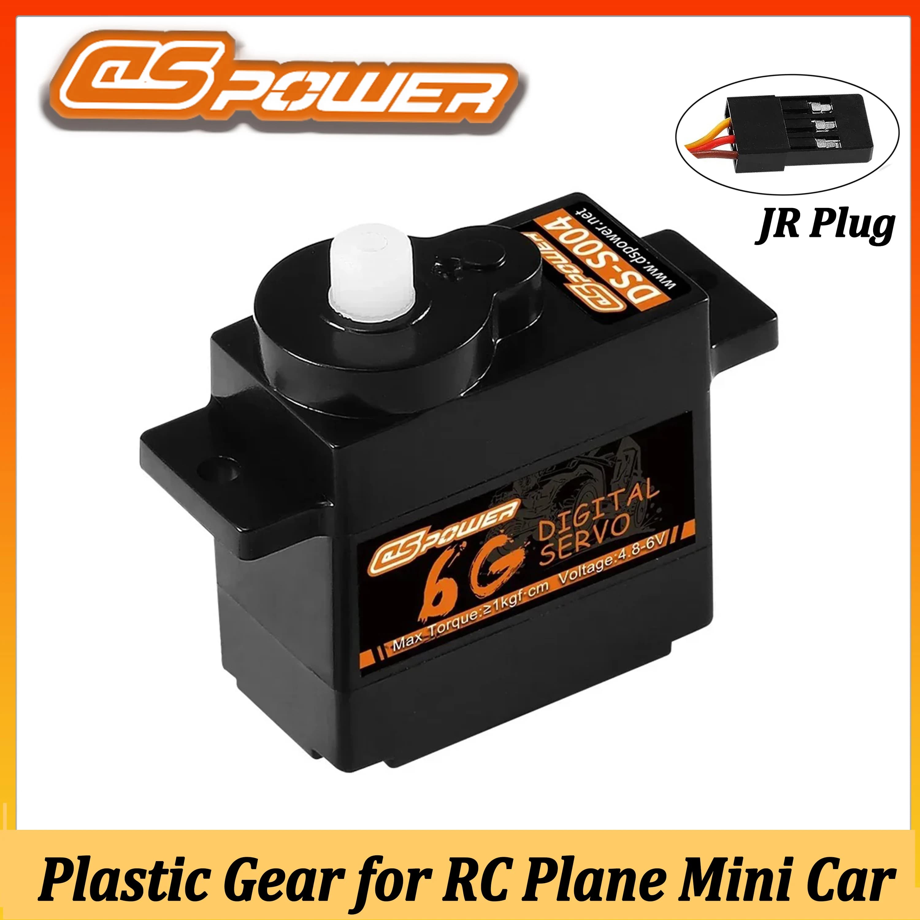 DSPOWER 6G Micro Servo Digitale con Ingranaggi in Plastica e Connettore JR per Auto RC, Aerei, Elicotteri, Droni, Robot e Modelli Wltoys