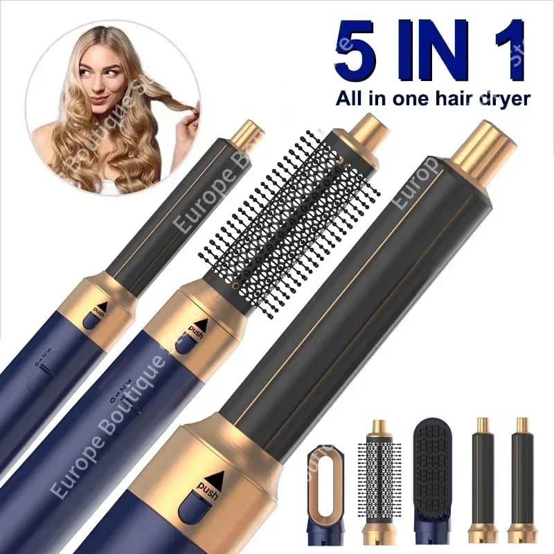 5 in 1 hairdryer hot air comb professional hair plate iron curling tool for styling for salon and home use