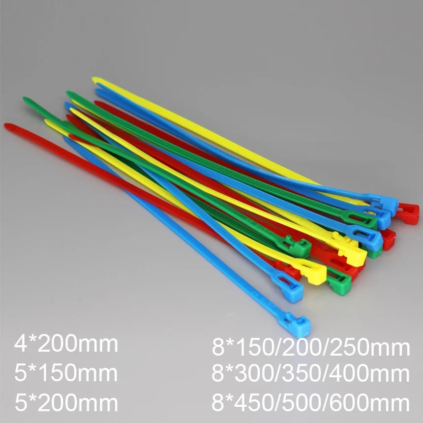 4/5/8*150/200/250/300/350/400/450/500/600mm Blu Nylon Plastica Rimovibile Cinghia Rilasciabile Wrap Morsetto Riutilizzabile Zip Fascette Fascetta