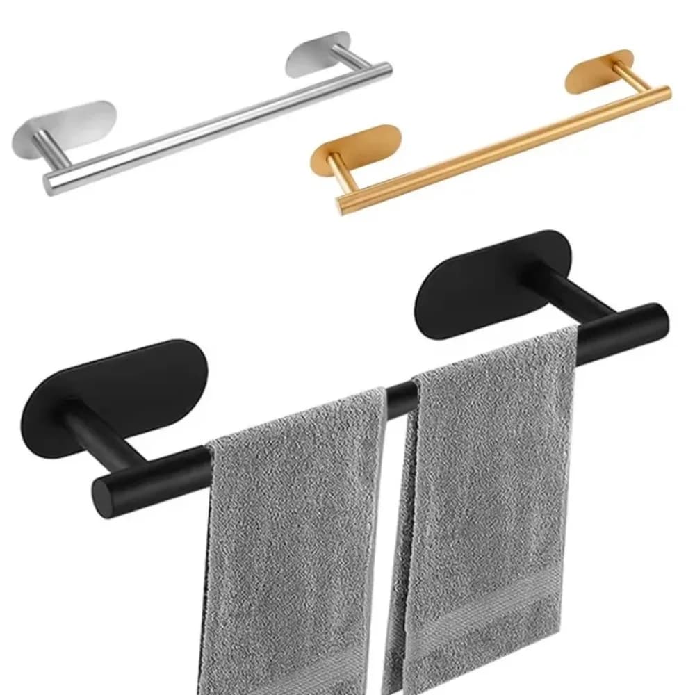 Self Adhesive Stainless Steel Hand Towel Holder No Drill Wall Mount Towel Bar Waterproof Shower Rack for Bathroom Accessories