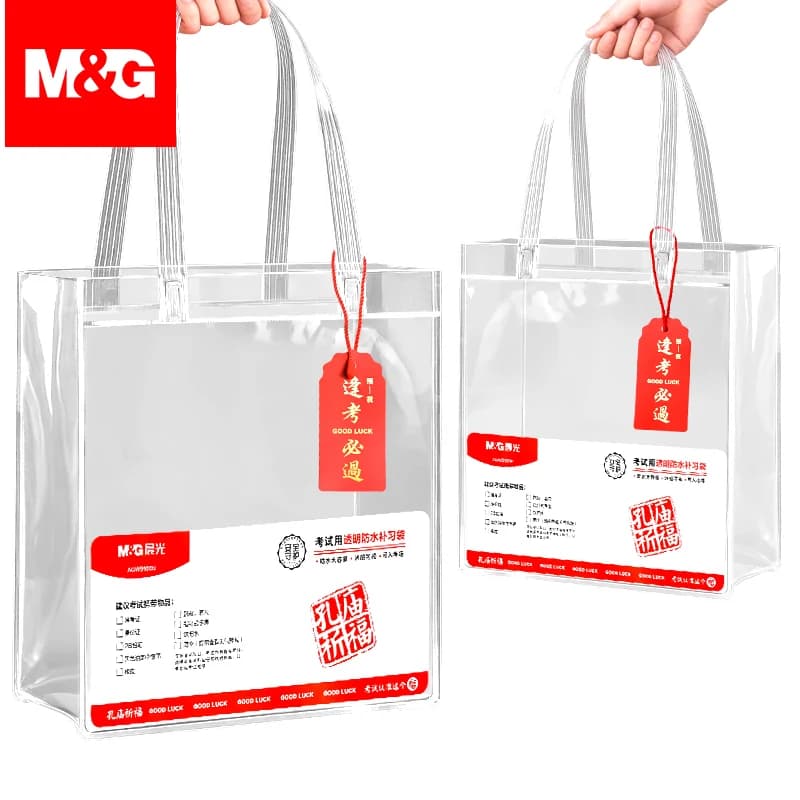 Borsa trasparente M&G, borsa impermeabile trasparente di grande capacità per documenti, libri, borsa da ufficio riutilizzabile per la scuola