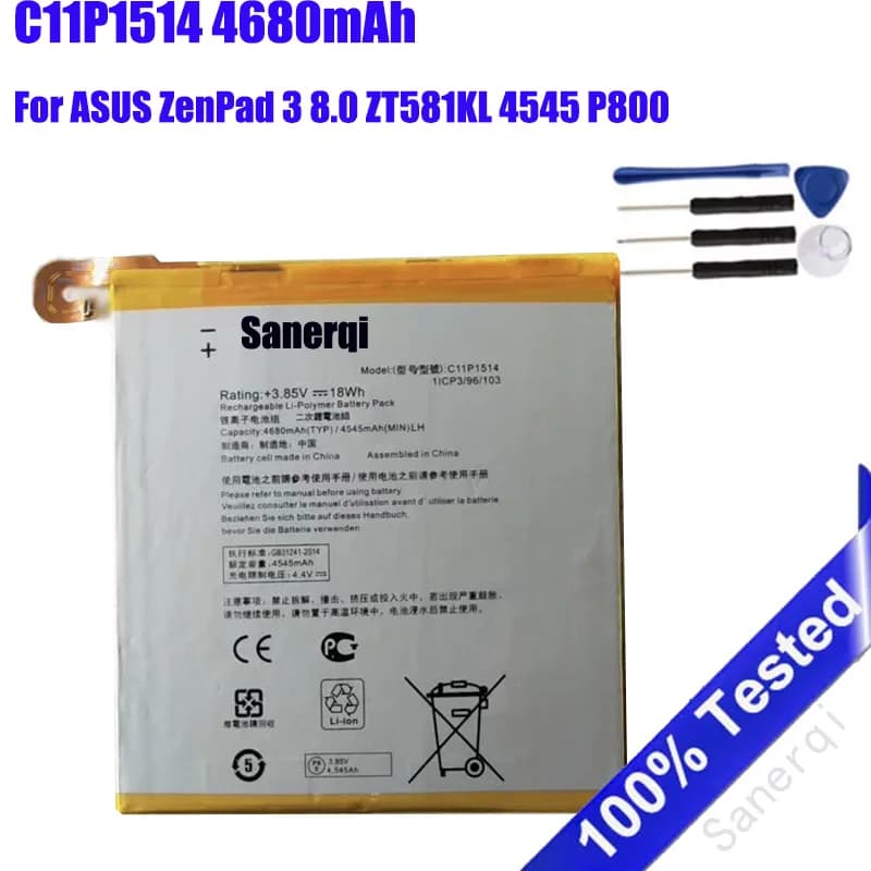 Nuova Batteria C11P1514 4680mAh Per ASUS ZenPad 3 8.0 ZT581KL 4545 P800 Tablet Batteria + Strumenti