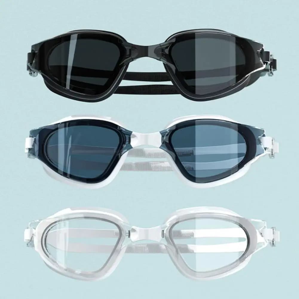 Adult Adjustable Swimwear Large Frame with Ear Caps Swim Glasses Men's Professional Glasses in Silicone HD Enamel