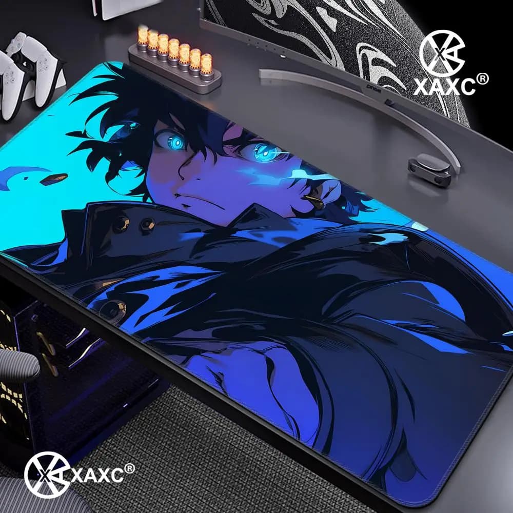 Elegante tappetino per mouse XAXC con personaggio anime maschile, grande tappetino per tastiera e mouse, antiscivolo in gomma, per gaming.