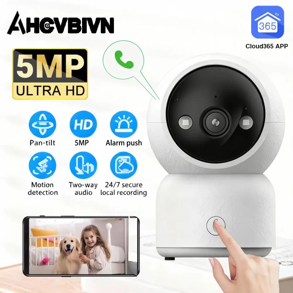 5MP One Video Call Baby Monitor Telecamera Rilevazione movimentoHome Wifi Telecamera di sicurezza PTZ Telecamera di sorveglianza per visione notturna a colori 2K